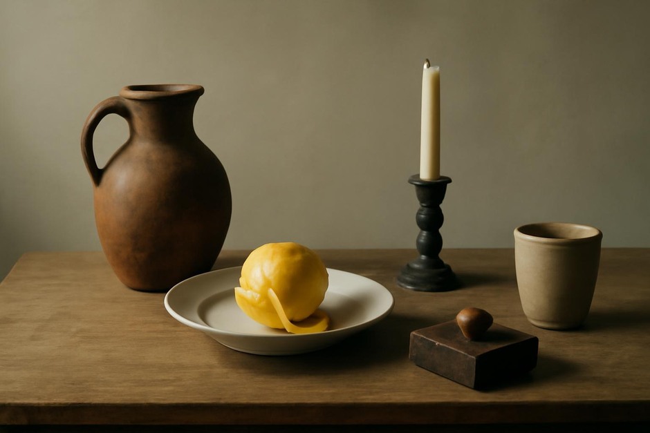 Simple still life of objects on a table